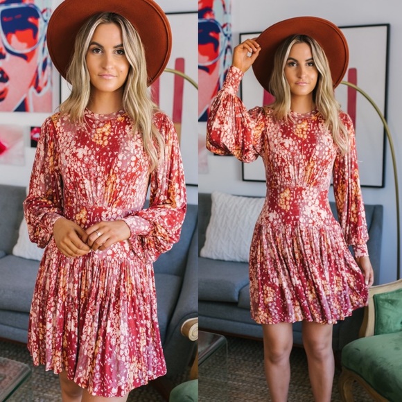 Free People Dresses & Skirts - Free People Heartbeats Red Mini Dress Rust Boho L